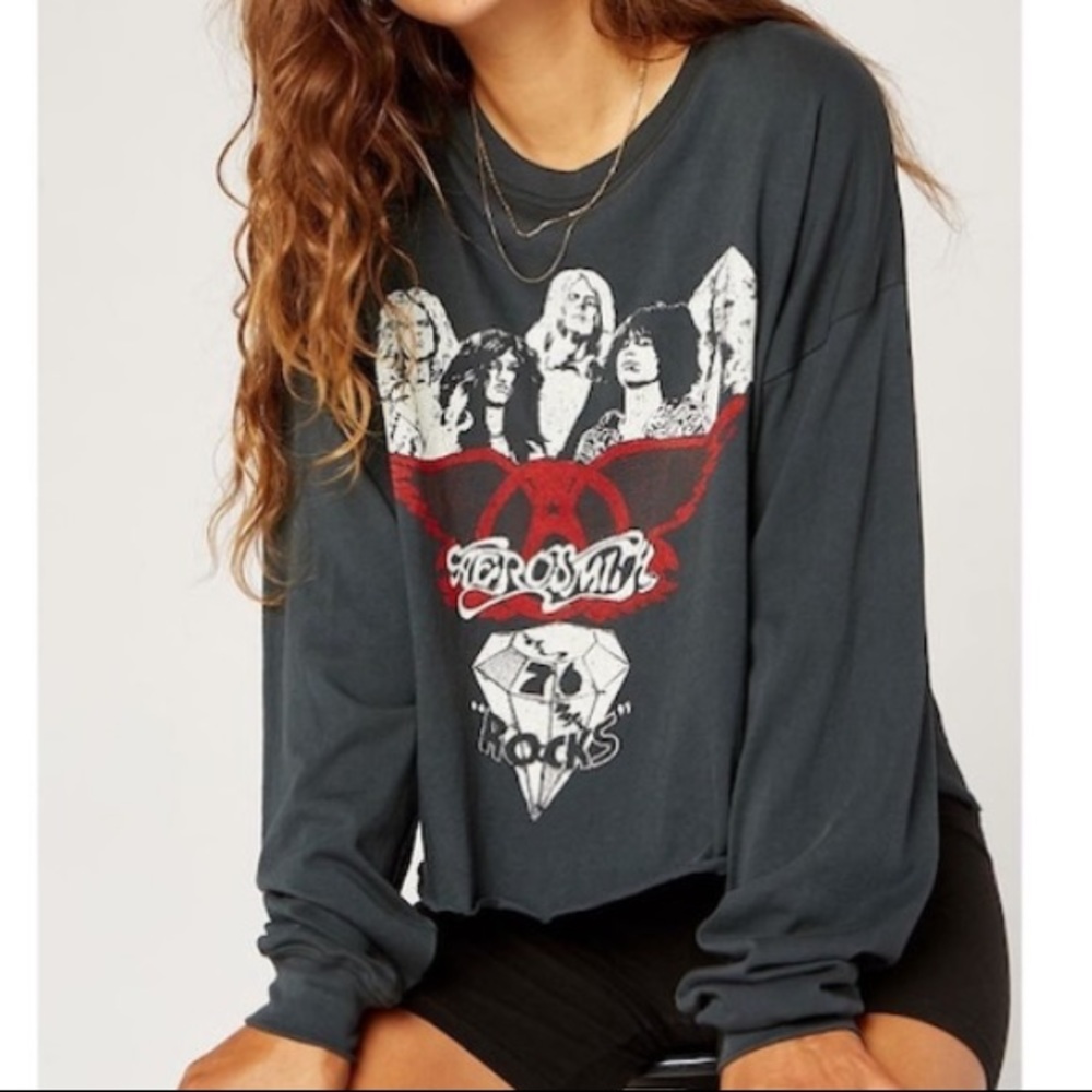 NWT Daydreamer Aerosmith Crop Long Sleeve S - Picture 1 of 6